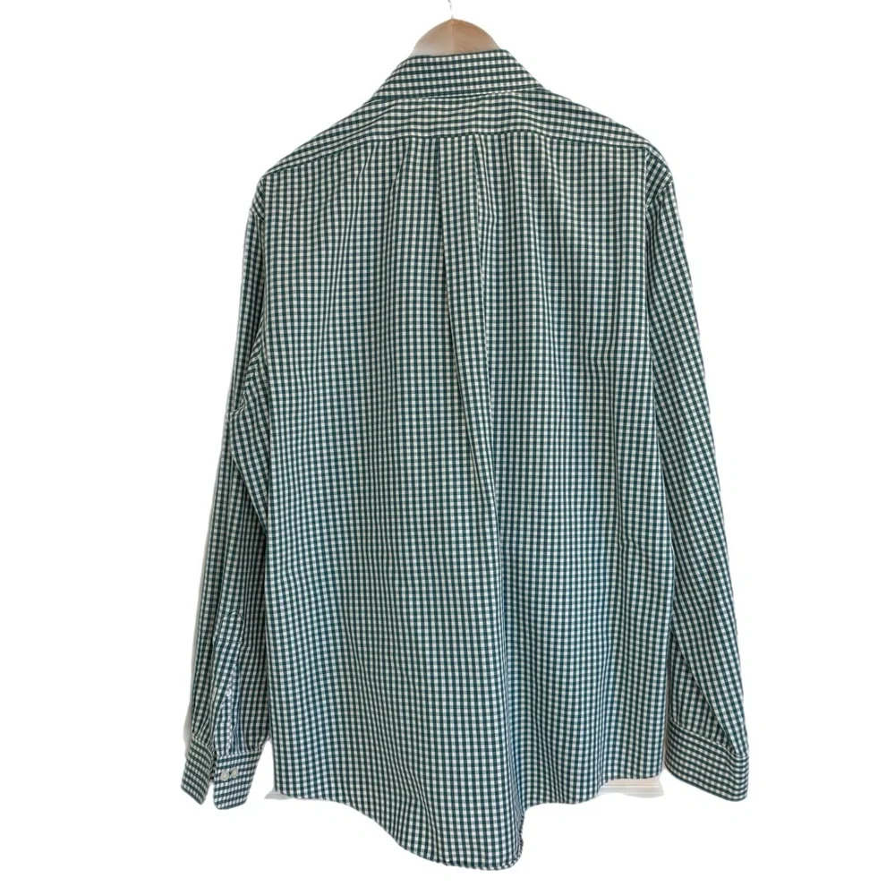 Brooks Brothers green & white check long sleeve button up top - Picture 3 of 4